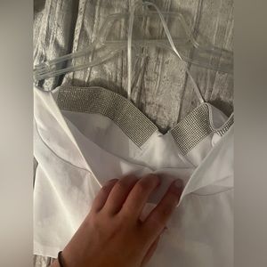 Zara whit crop top with silver rhinestones